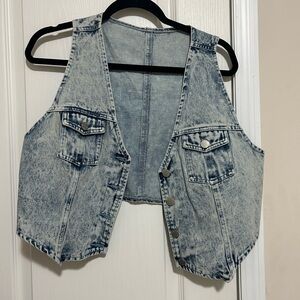 Denim Vest with Button Details